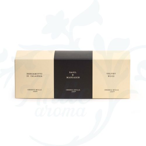 SETS3MJ1 SET 3 VELAS MINI 70 GR BERGAMOTA/BASIL/VELVET Cereria Mollá 1899