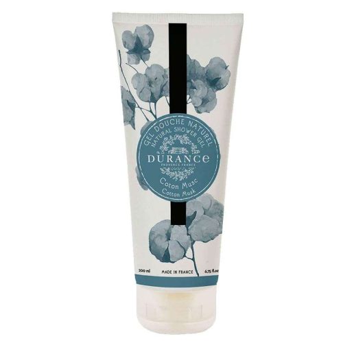 El gel de ducha Flor de Algodón de Durance envuelve la piel con una espuma cremosa que limpia y deja una delicada fragancia